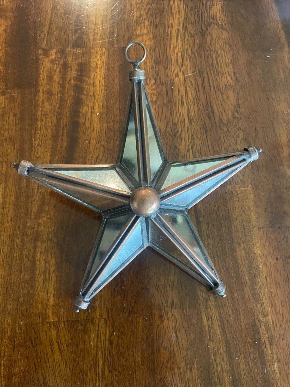 Vintage Copper Mirror Metal Star Hanging Ornament Decor 6"!